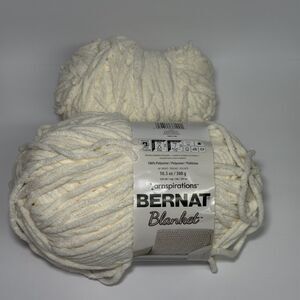 New Bernat Blanket Yarn Vintage White 10006 6 Bulky 220Yrds 10.5 oz Plus 1 Skien